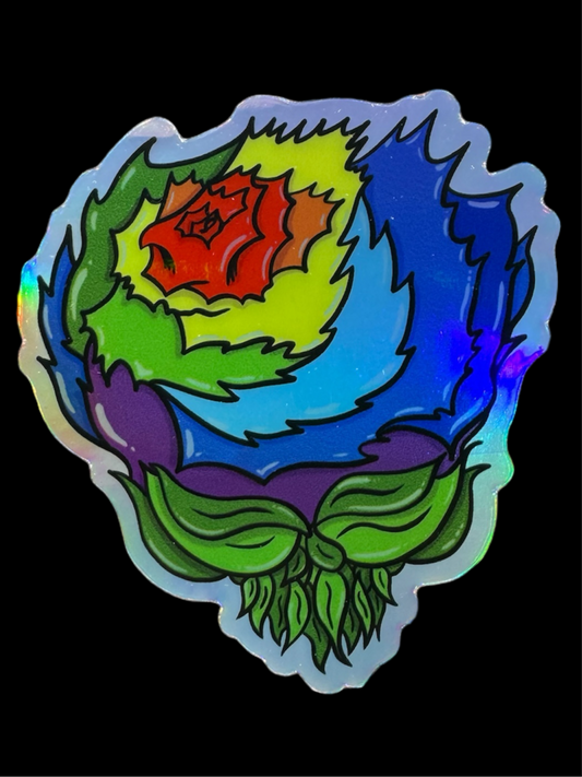 Rainbow Rose - holographic vinyl sticker