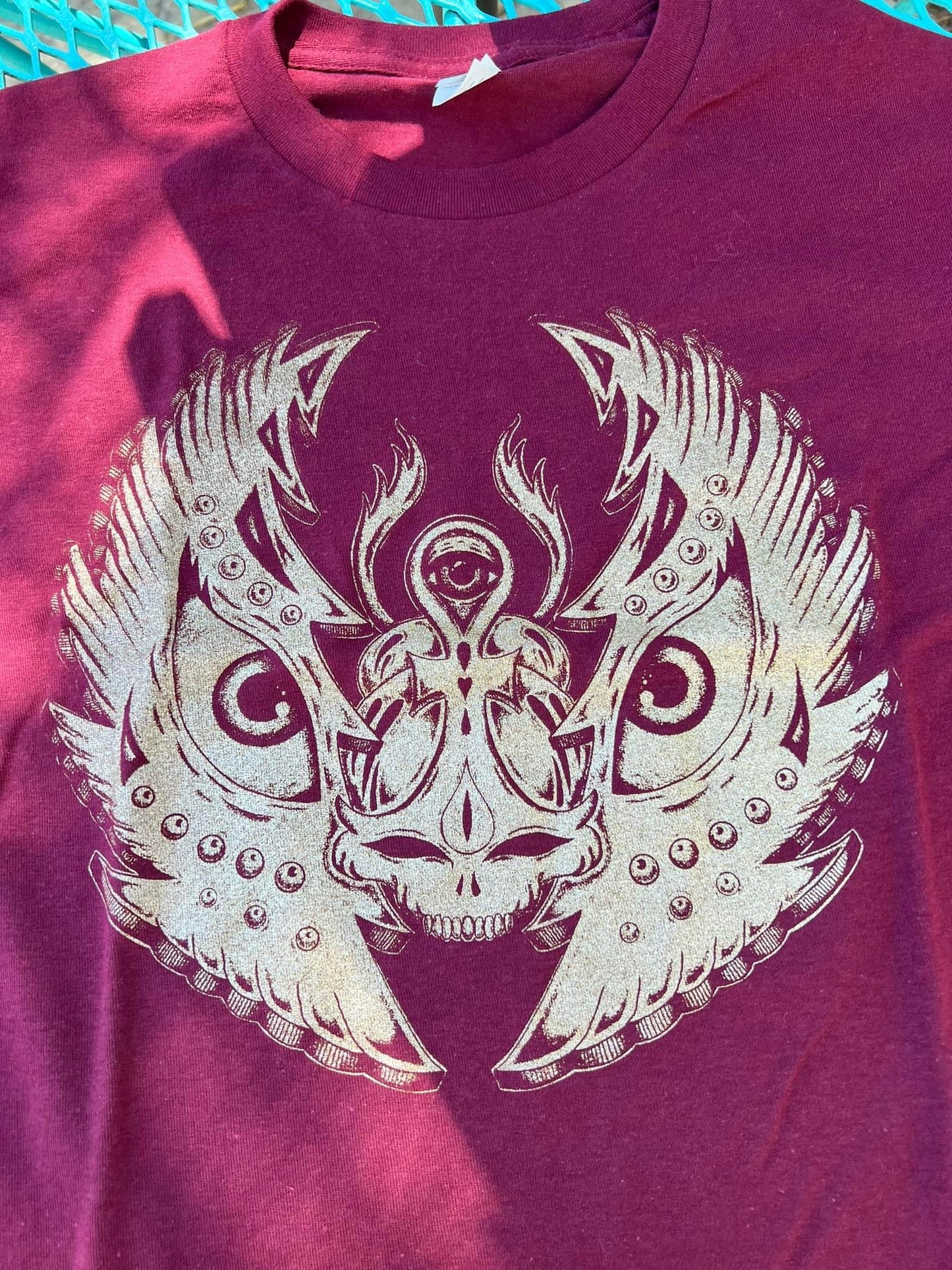 Gold Scarab on  Burgundy - Grateful Dead unisex Shirt