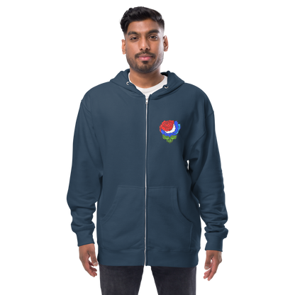 U.S. Blues Rose Independent Brand Unisex fleece zip up hoodie