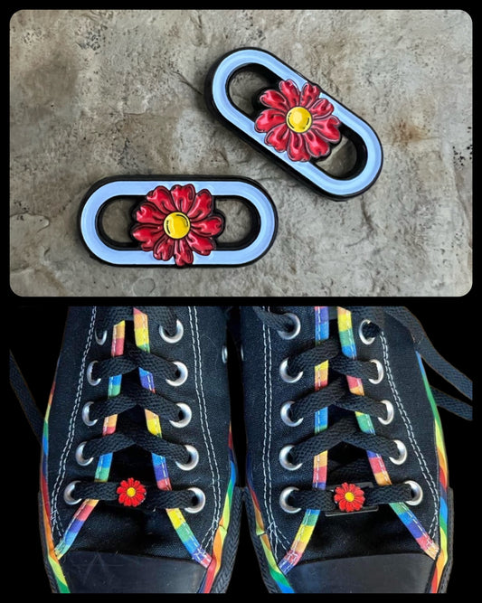 Red Daisy (white enamel) - Shoe Bling - Billy Strings